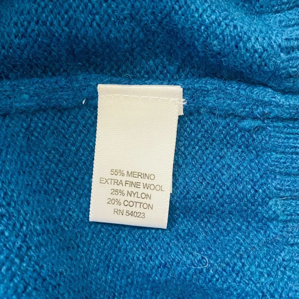 Banana Republic Teal Merino Wool Blend Crewneck Pullover Soft Knit Sweater Sz M